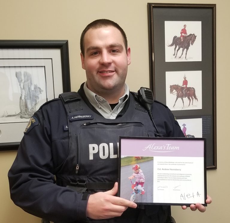 Columbia Valley RCMP member earns Alexa’s Team recognition