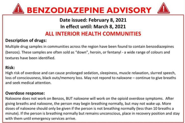 Interior Health issues benzodiazepine advisory