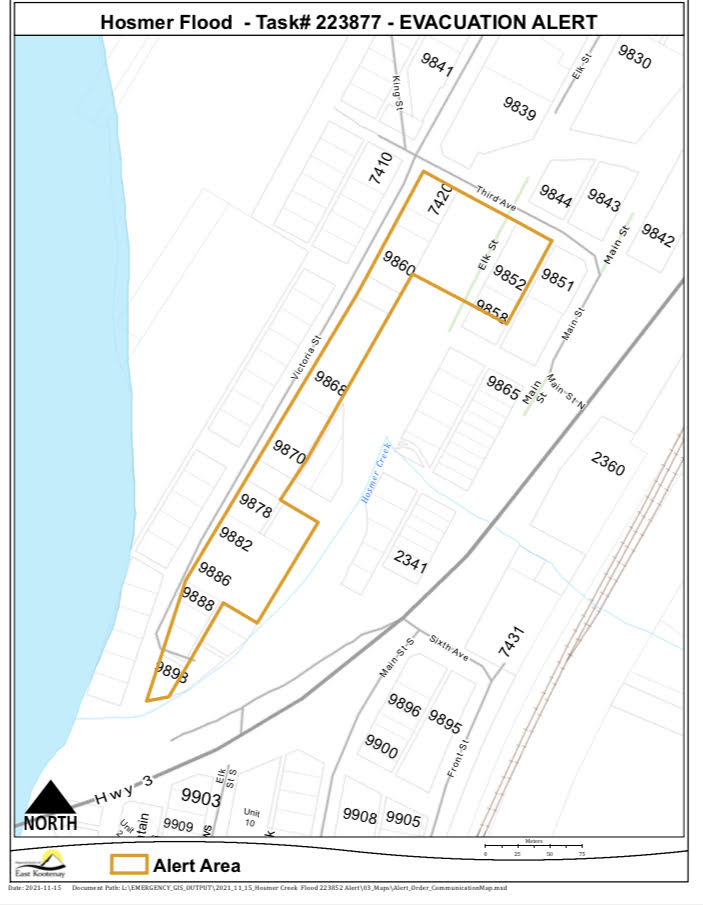 Evacuation Alert issued for 11 Hosmer properties