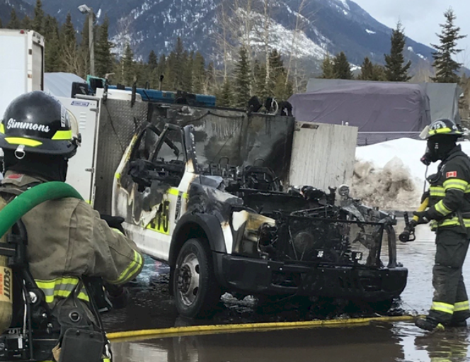 Elkford firefighters extinguish service truck fire