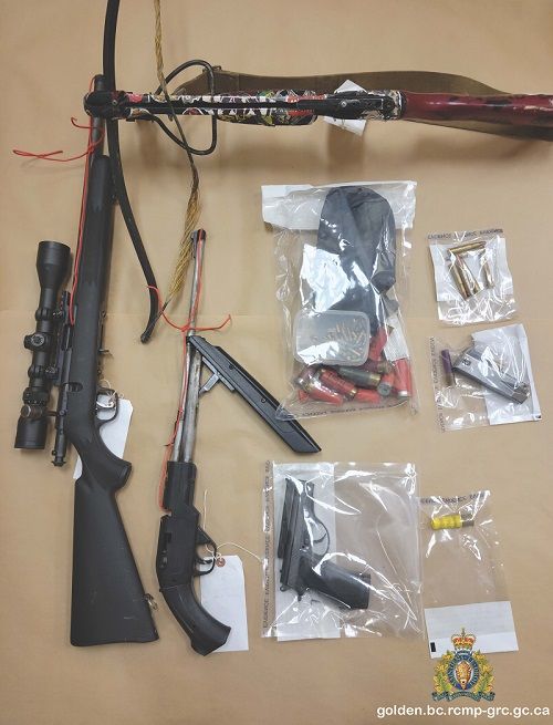 Golden RCMP find multiple weapons with ammunition during search