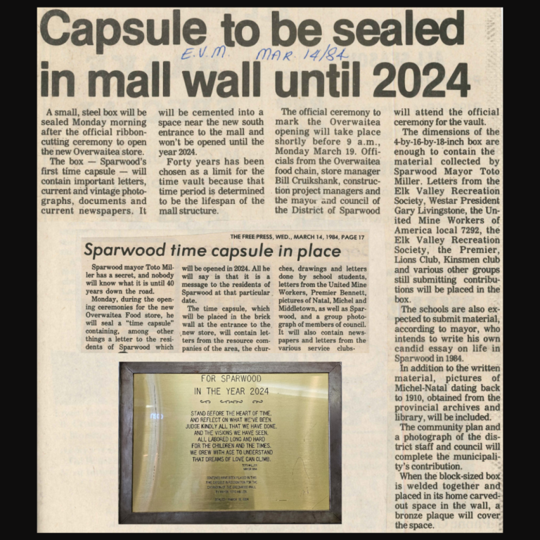 Sparwood looks back 40 years as time capsule opened