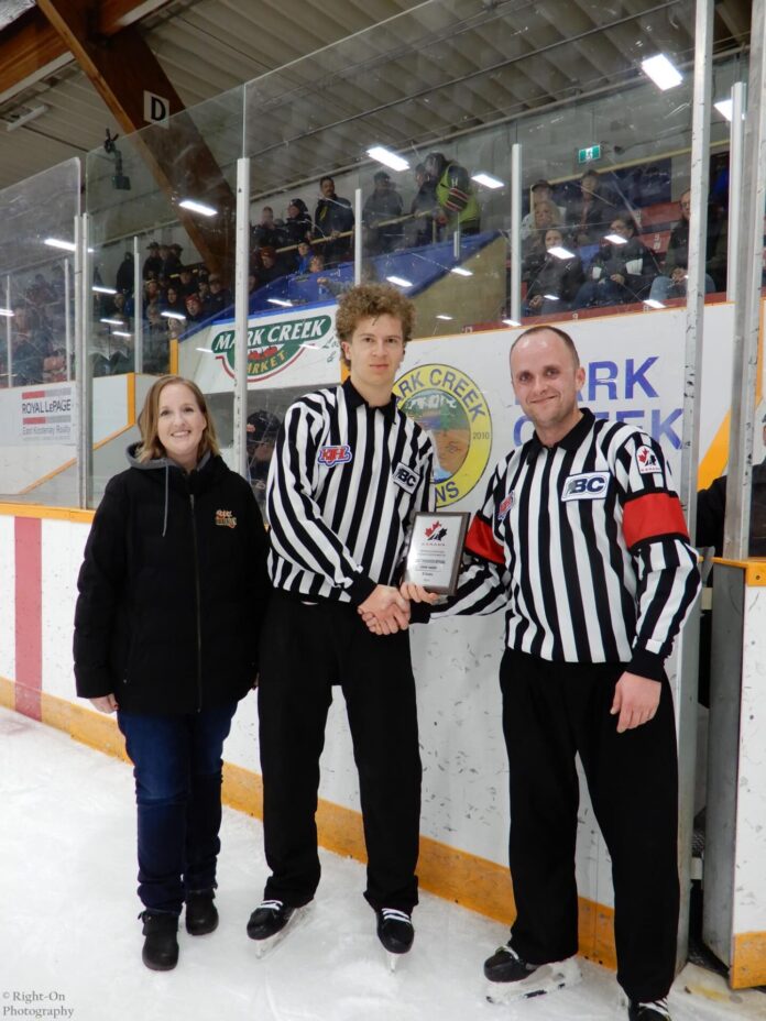Logan Marsh recieving the Most Deserbing Award from BC Hockey - Dec 31, 2024 - Kimberley Minor Hockey